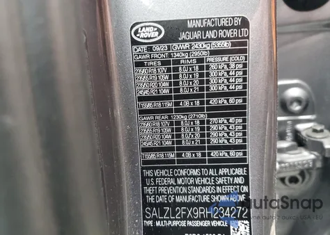 2024 Land Rover Range Rover Evoque Dynamic Se z USA, uszkodzony, nr VIN SALZL2FX9RH234272